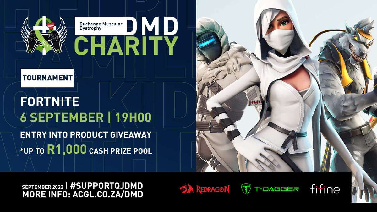 AfricanGaming's tweet photo. ⚒ #supportQJDMD #Fortnite cup from 19h00 on Tuesday.
📝 Sign up for free: https://t.co/HU0fmaskEN
💰 Up to R1,000 cash up for grabs + entry into the random draw #giveaway sponsored by @RedragonSa, #Tdagger and #FiFine.
#FortniteZA #FNZA #esports #esportsZA #gaming #gamingZA https://t.co/dNHcN7T7or