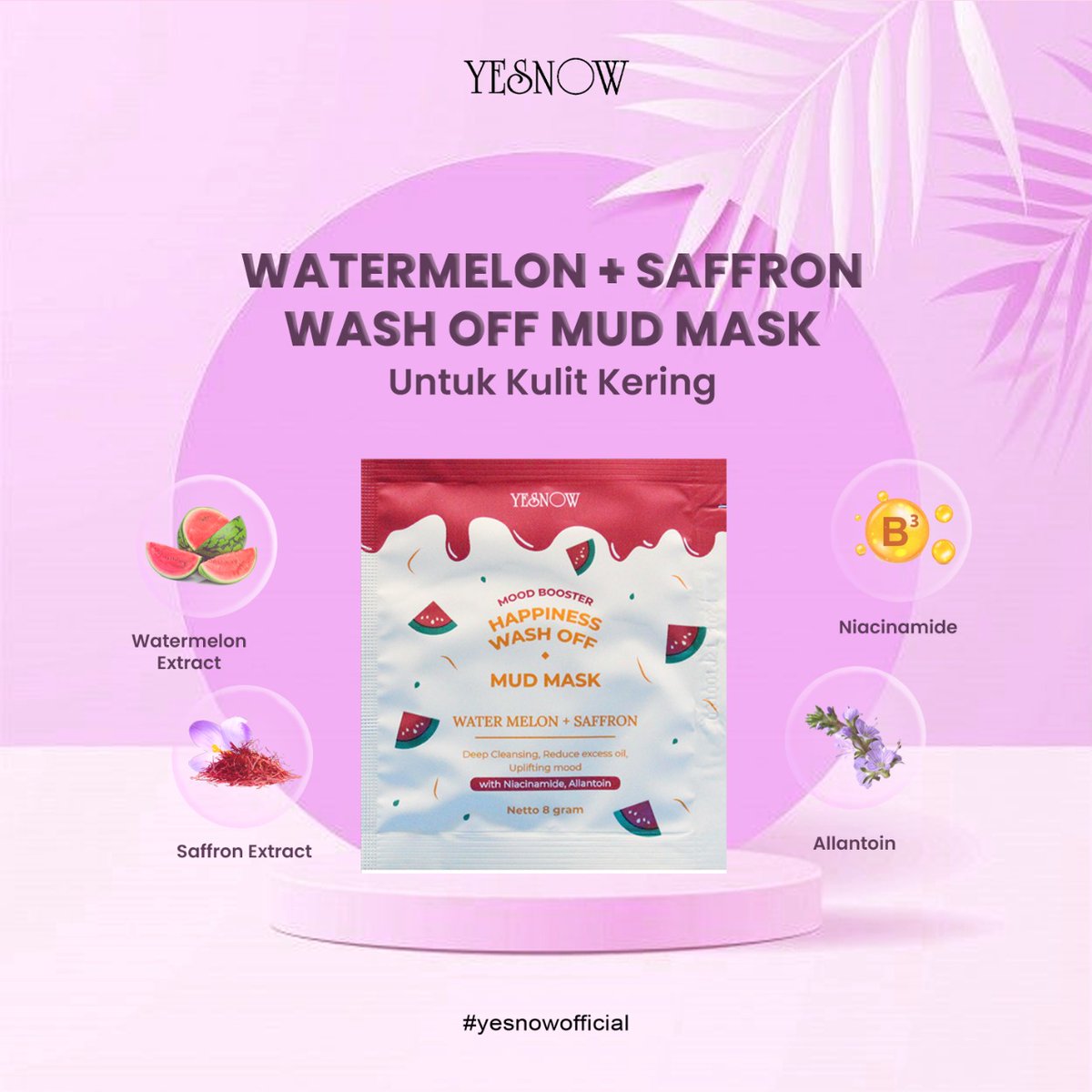 yesnowofficial's tweet photo. Buat kamu yang punya kulit wajah kering + noda bekas jerawat yang membandel ⚠️

Wajib banget cobain ! Wash Off Mud Mask yang varian Watermelon + Saffron 🍉❤️ https://t.co/dOyAViFEx1