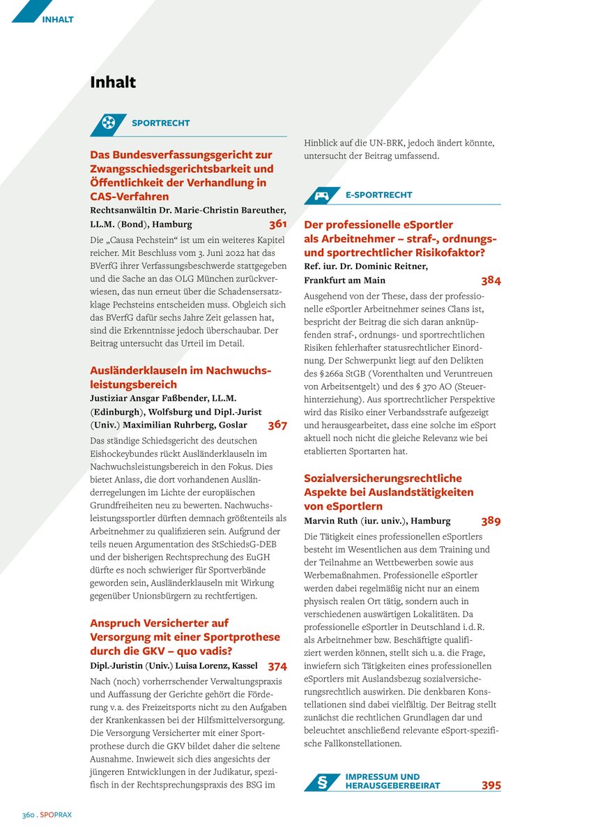 In wenigen Tagen werden die Leser/innen die neue Ausgabe der <a href="/SpoPrax/">SpoPrax</a> des <a href="/NomosVerlag/">Nomos Verlag</a> in den Händen halten. Im Septemberheft warten interessante Beiträge auf die Leser. Mehr Infos zur <a href="/SpoPrax/">SpoPrax</a> erhalten Sie unter lnkd.in/em-stYTu.
Wir wünschen eine angenehme Lektüre.