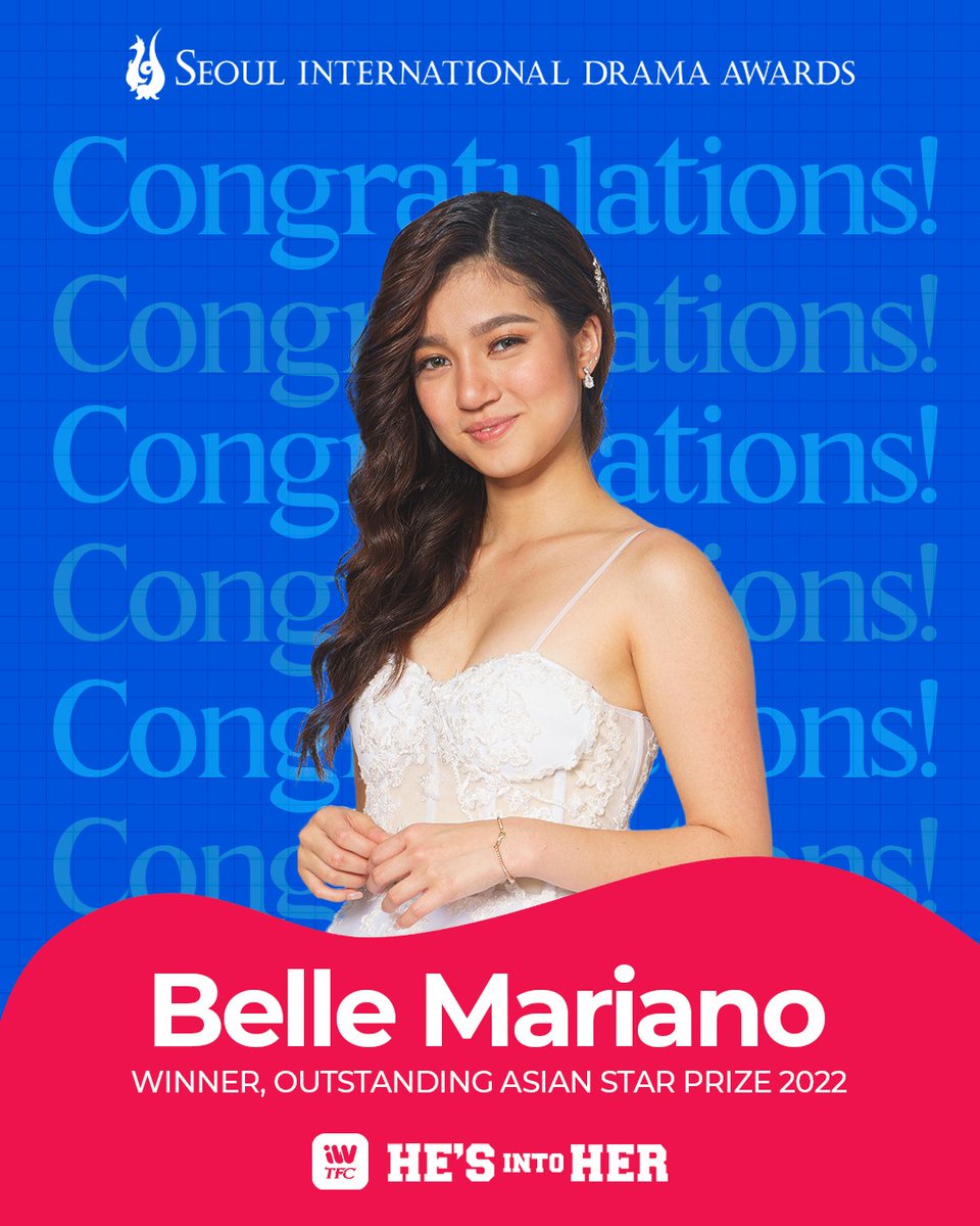 ofc_iwant's tweet photo. Congratulations, @bellemariano02 ! 👏👏👏
For winning the Outstanding Asian Star Prize at the 2022 Seoul International Drama Awards! HOO-HAH! https://t.co/HsGA37hMeR