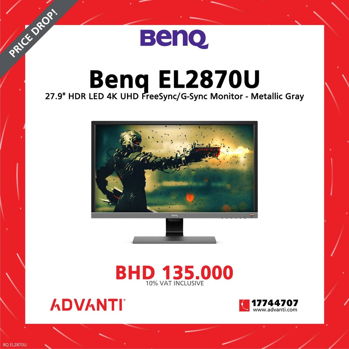 ADVANTI Bahrain on Twitter "⬇ 27.9" HDR LED 4K UHD GAMING MONITOR ⬇ 🔥 Benq EL2870U 🔥 PRICE BHD