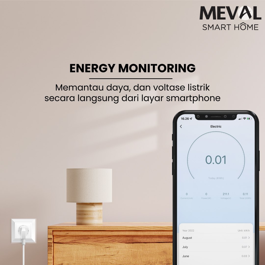 IndonesiaMeval's tweet image. Meval SmartPlug merupakan steker yang mampu dikontrol oleh aplikasi dengan sambungan internet. mulai dari fungsi schedule on/off hingga fungsi pengukuran daya #meval #smarthome #mevalsmarthome #iot #smartplug