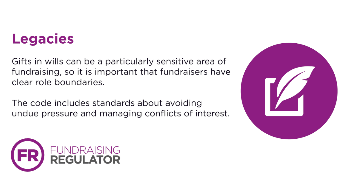 FundrRegulator's tweet photo. It's #RememberACharityWeek. Refresh your memory on the standards that apply to #LegacyGiving. See Section 15 of the #CodeOfFundraisingPractice https://t.co/zRYpvAXPqd https://t.co/mXOKIsHoFE