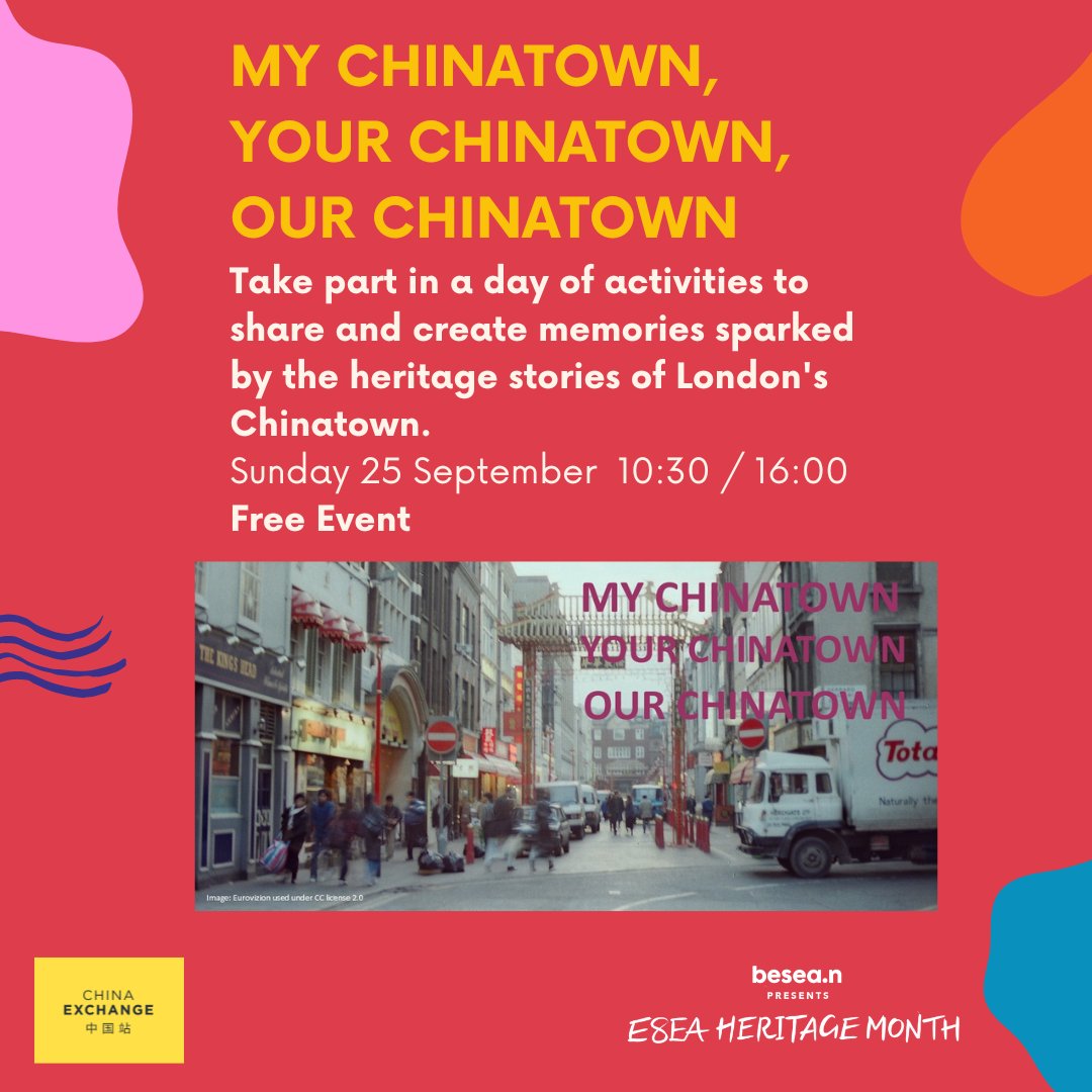 ChinaExchangeUK's tweet photo. Take part in a free open heritage day at China Exchange as part of #ESEAHeritageMonth, explore and share your experiences in workshops throughout the day including a playback theatre session with True Heart Theatre. 

Register your place via the link: https://t.co/OnnQcIPrTe https://t.co/gYAuU4WN4f