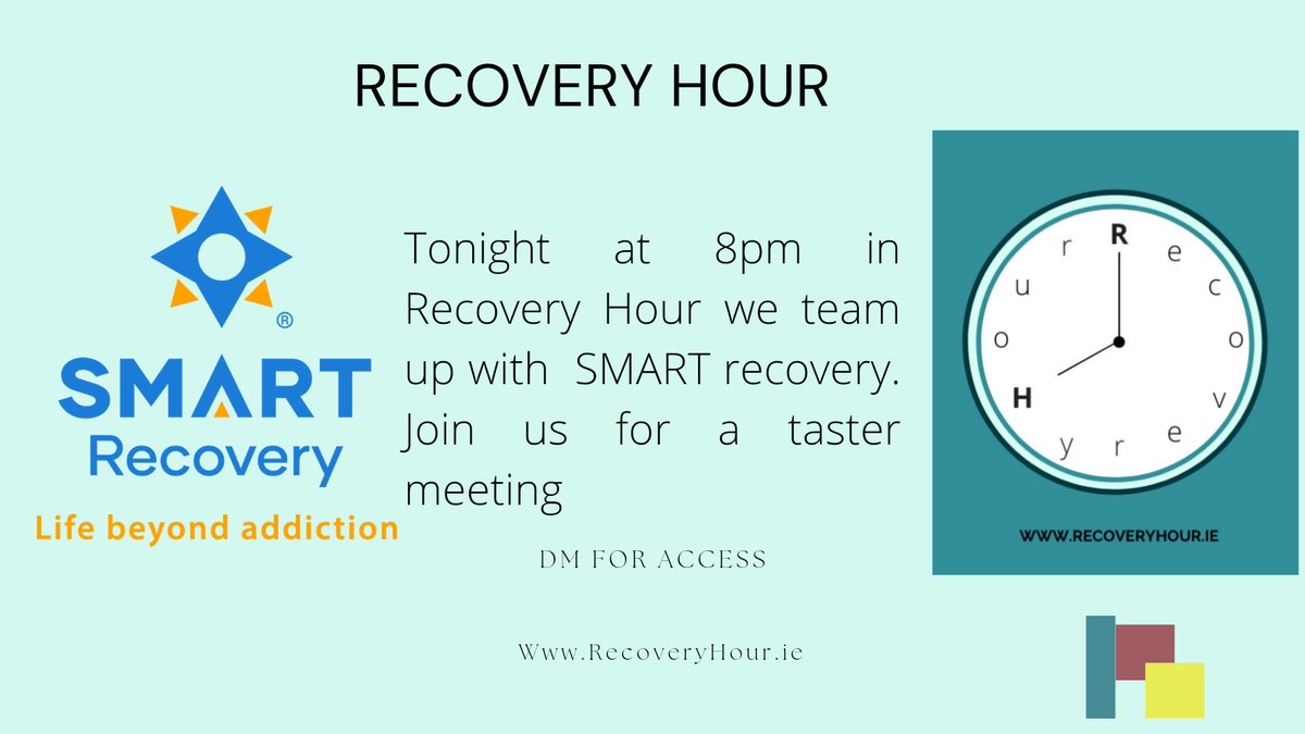 RecoveryHour's tweet image. One of the many pathways to recovery is @SMARTRecoveryI1 
We invite you to join us tonight for a taster SMART recovery meeting at 8pm.
Please DM for access.
#multiplepathways 
#RecoveryMonth 
#RecoveryPosse 
Pls RT