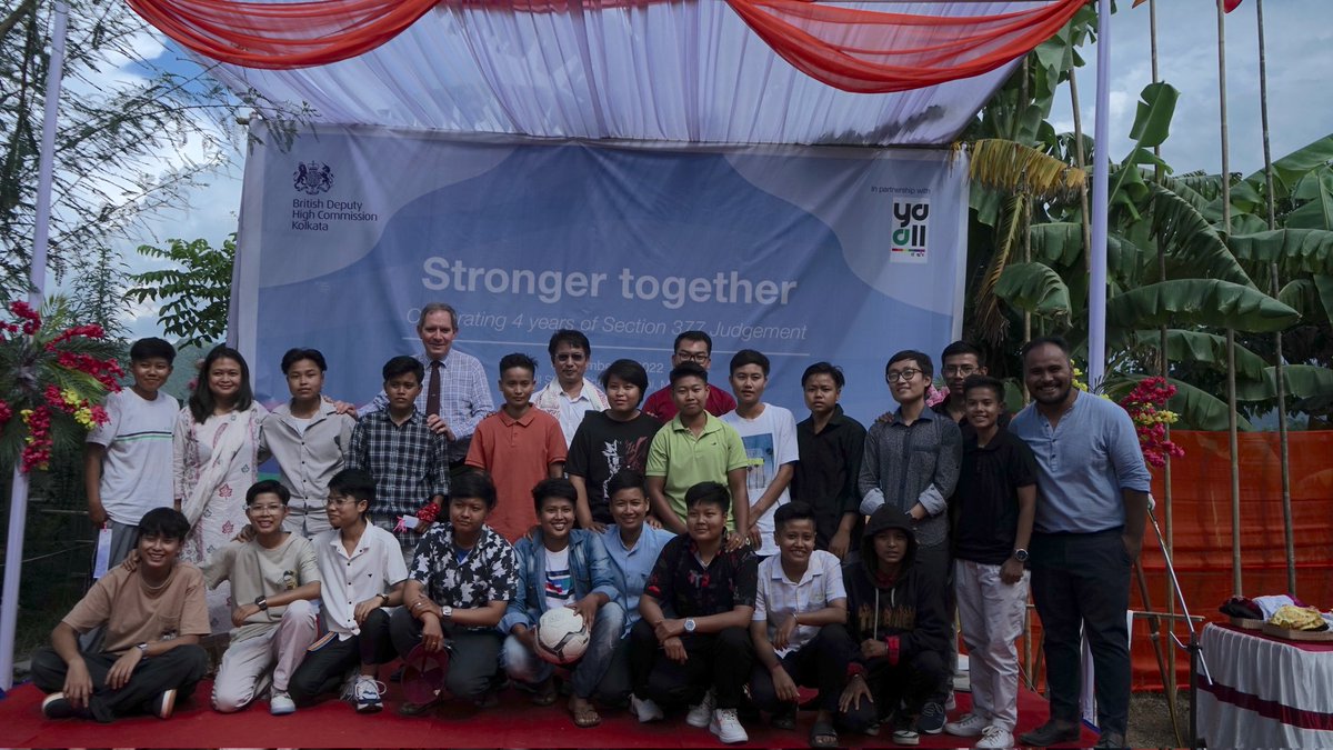 UKinKolkata's tweet photo. @NickDLow interacted with the players of the first Transmen football team in India to mark the 4th anniversary of #S377 judgement at Imphal on 2 Sept.

Few captivating dance performances were on display by youth dance groups during the programme.

#LGBT https://t.co/TN8kttn8sk