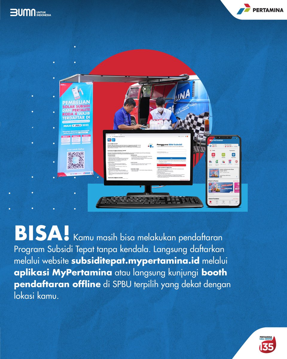 MyPertaminaID's tweet photo. BISA DONG, SOB!

Meski data diri yang tercantum pada Kartu Tanda Penduduk (KTP) berbeda dengan Surat Tanda Nomor Kendaraan (STNK) yang dimiliki, kamu masih bisa melakukan pendaftaran Program Subsidi Tepat lho! https://t.co/BYgwtxwFzj