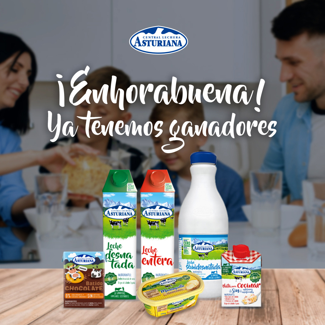 LecheAsturiana's tweet photo. ¡Enhorabuena, @arcangeluxblog, @isagopa78 y @arentero18 ! 🎉 Sois los ganadores del sorteo de lotes de agosto. https://t.co/QP6JexStmL