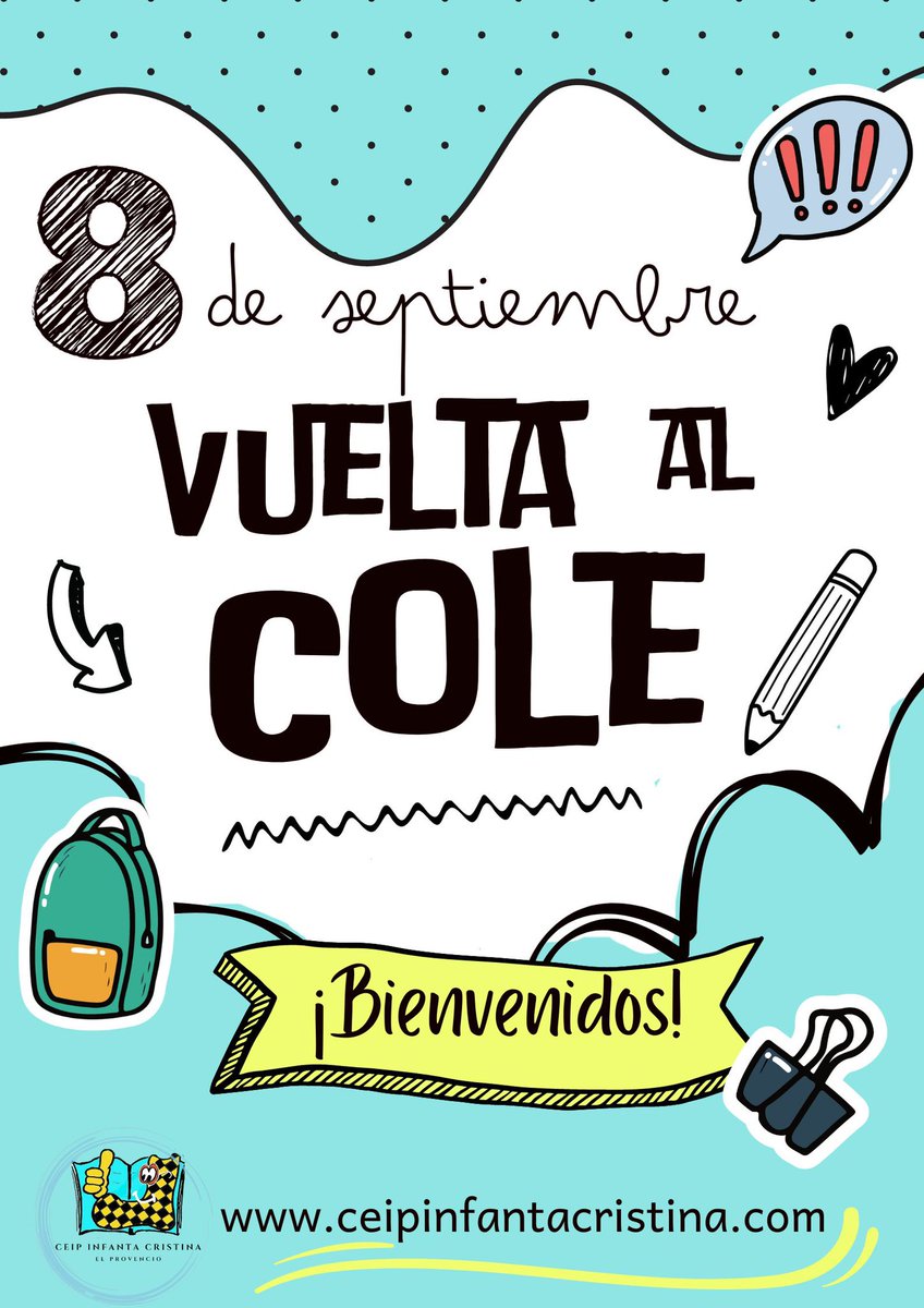 CEIP_ICristina's tweet photo. Comenzamos!!!!
Jueves 8️⃣ de septiembre 🔊

@educajccm https://t.co/pOOh2Nh7IC
