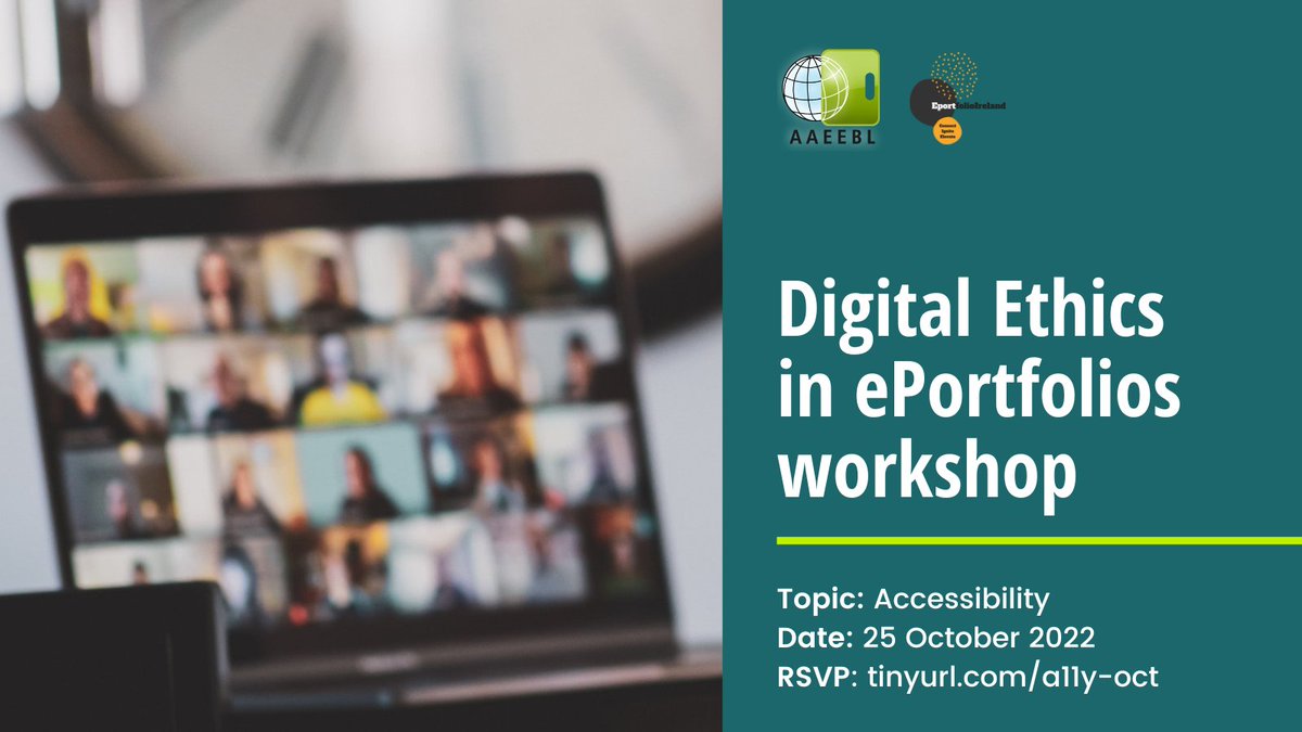 We are co-hosting a workshop on Digital Ethics workshop: Accessibility in ePortfolio Design and Instruction with @AAEEBLconnect on the 25 October. All welcome :). Register here events.humanitix.com/aaeebl-digital… #eportfolio