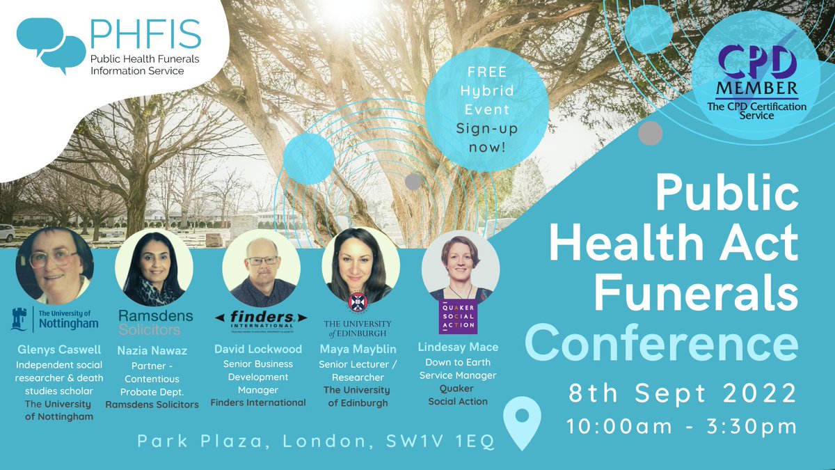 PHAfunerals's tweet photo. 3 DAYS TO GO🚨PHA Funerals Conference 2022. Welcoming those  who have an interest in, provide and have experienced a funeral provided under statutory legislation by a public authority. #PHAFunerals 

🗺️ London &amp; online
💵 FREE

Sign-up below🔽
https://t.co/pV4wGhOp7p https://t.co/uz9G5NsKde