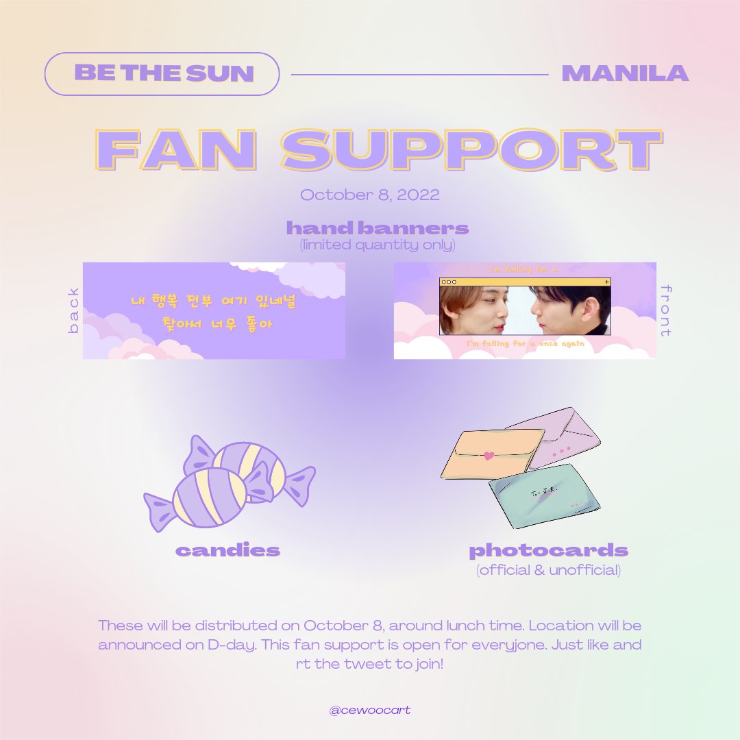 cewoocart's tweet photo. 💌 be the sun in manila fan support 💌

hello! i will be giving away a limited number of goods on be the sun in manila, day 1. photocards will be given randomly. this is open for team labas and team concert.

see you, carats! 

#BETHESUNinMNL
#BeTSinManila
#BeTheSunInManila https://t.co/cbP9YzCdyZ