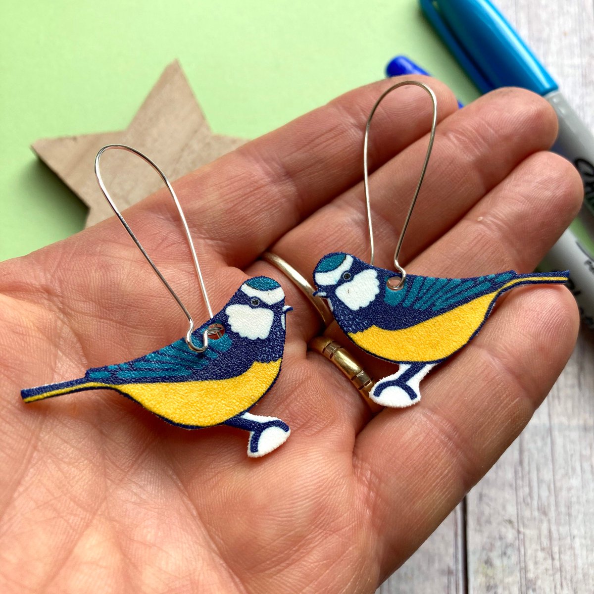 buck_lj's tweet photo. Blue Tit Bird Earrings, Blue Tit Dangle Earrings, Bird Statement Jewellery, Christmas Gift For Her, Handmade Jewellery, Gift For Friend. https://t.co/exkmirZJRS #Etsy #Slumbermonkey #DangleEarrings https://t.co/cI9np4FR7w