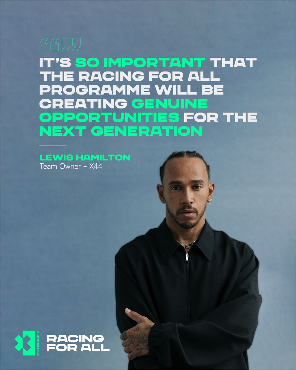 fiaextremeh's tweet photo. "It's so important that the Racing For All programme will be creating genuine opportunities for the next generation" 

- @LewisHamilton, @TeamX44 

#ExtremeE #RacingForAll https://t.co/TYzE8csS0u