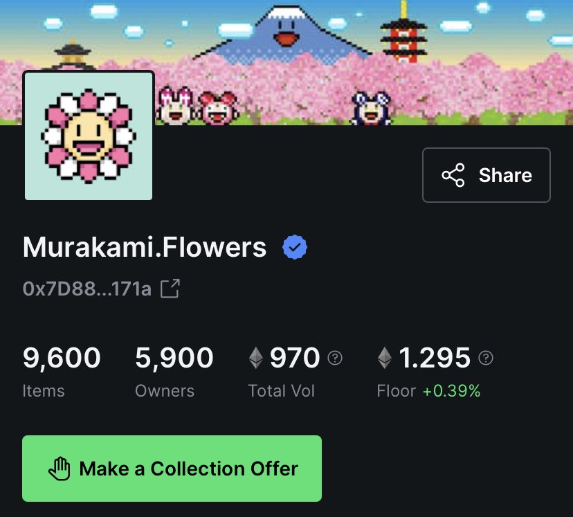 Murakami flowers NFT giveaway 🌸

Floor price is 1.29 ETH 🎁

To participate follow &amp; RT ~ 48 hrs ⏰
