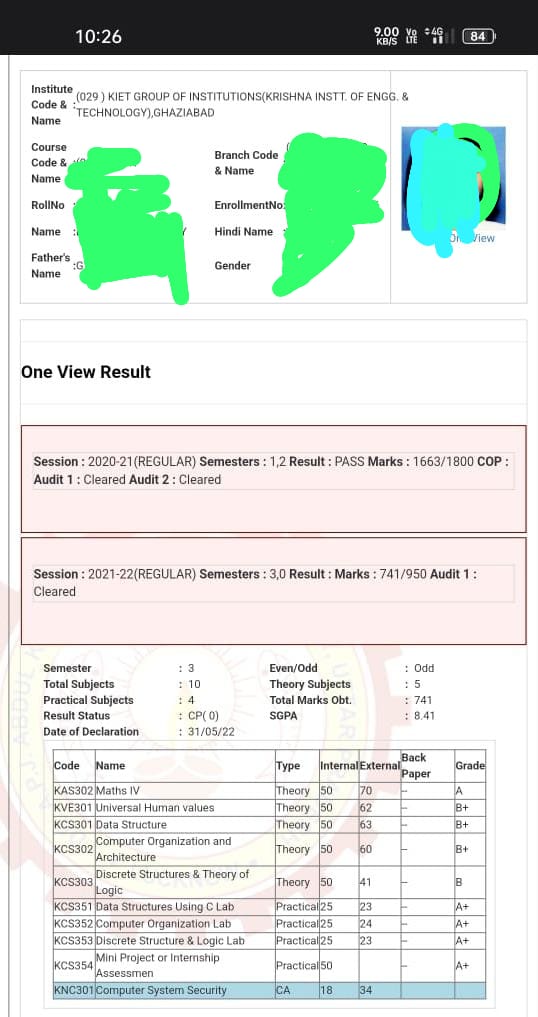 PRINCEP75607061's tweet photo. @AKTU_Lucknow @AktuStudents  @CMOfficeUP @Vineetkansal2  1st she got 41 in DSTL and when applied for copy rechecking , got only 29 even though 15 marks apx. question were unchecked. Is it possible that one examiner gave 41 and other gave 29 on the same answersheet
@___PRERNA___ https://t.co/EKNK0Wv1zz