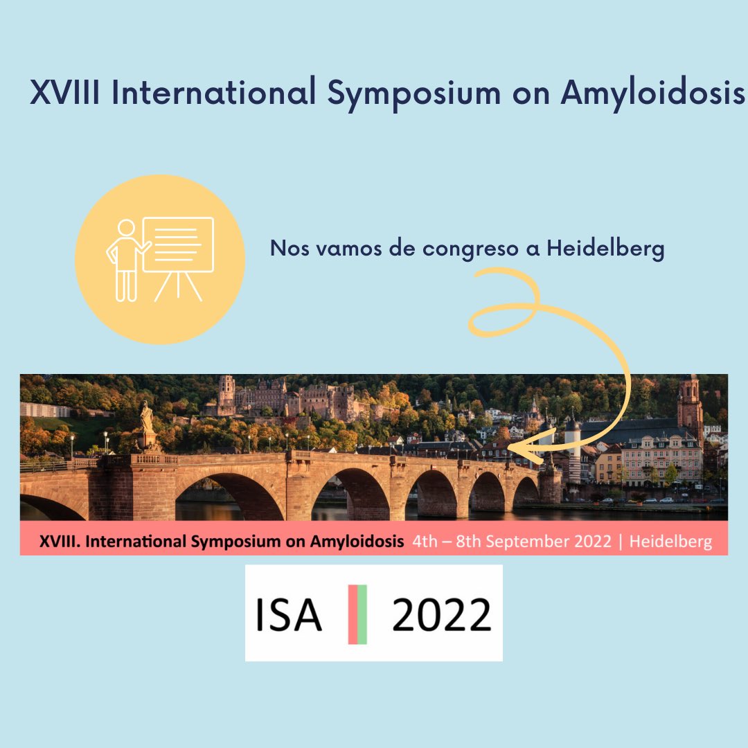 📢Esta semana estamos en el #ISA_2022 en Heidelberg con muchas ganas de aprender y de actualizarnos en las últimas novedades relacionadas con la #Amiloidosis hereditaria por Transtiretina.

#enfermedadandrade #AhTTR #enfermedadrara