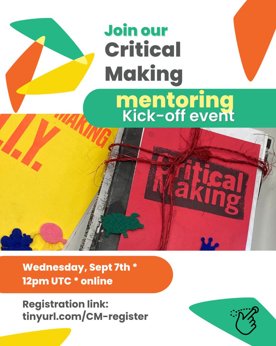 Critical Making EU (@critical_making) on Twitter photo We're kicking-off the <a href="/CriticalMaking/">criticalmakinglab</a> Mentoring to increase #sustainability in Making and Open Hardware! Join in!
📆 This Wednesday, Sep, 7th, at 12pm UTC for 90 minutes (starting 8pm Singapore, 3pm EAT, 9am Brazil).
Please register here to join: tinyurl.com/CM-register
#OSHW We're kicking-off the <a href="/CriticalMaking/">criticalmakinglab</a> Mentoring to increase #sustainability in Making and Open Hardware! Join in!
📆 This Wednesday, Sep, 7th, at 12pm UTC for 90 minutes (starting 8pm Singapore, 3pm EAT, 9am Brazil).
Please register here to join: tinyurl.com/CM-register
#OSHW
