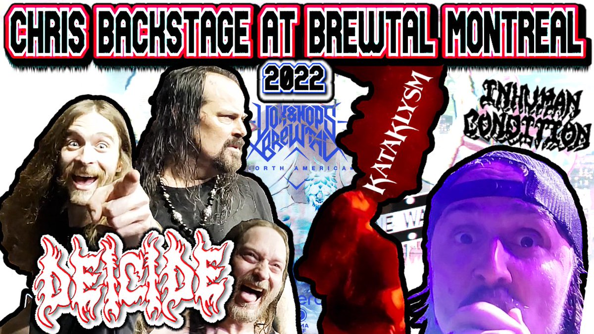 thrashedtv's tweet photo. PREMIERE TODAY! 🤘📺

@chrissthrash backstage during @DeicideBand, @kataklysmband, &amp; @BandInhuman's sets at #BrewtalMontreal2022: https://t.co/5FWQXbsWvs

@VoxHops #ThrashedTV #Deicide #Kataklysm #InhumanCondition #ThrashedMONTREAL https://t.co/zRZG15YZEt