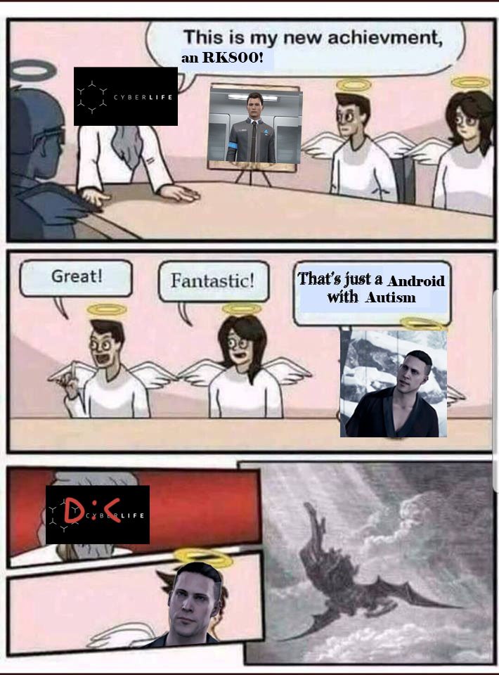 FoulweatherArt's tweet photo. Just remembered this meme I made awhile back. (I'm autistic and see myself in Connor don't @ me) 

#dbh #detroitbecomehuman #RK800 #cyberlife #meme #autism #autismmeme #HelloIamConnortheandroidcentbyCyberLife https://t.co/9LZmxVMQBk