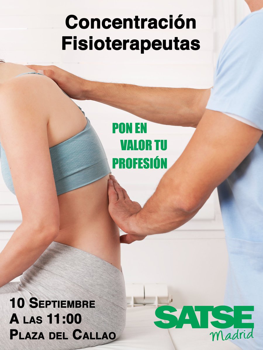 SATSE_Madrid's tweet photo. Los #fisioterapeutas estamos al límite‼
👉 Sobrecarga laboral
👉 Escasez de plantillas
👉 Pérdidas retributivas
El próximo 10 de septiembre vamos a tomar la calle para que se nos escuche.
Os esperamos a las 11:00 en Callao.
Más info ➡ https://t.co/axoSTl9WVm
#FisiosAlLímite https://t.co/6rk9DxK8RD