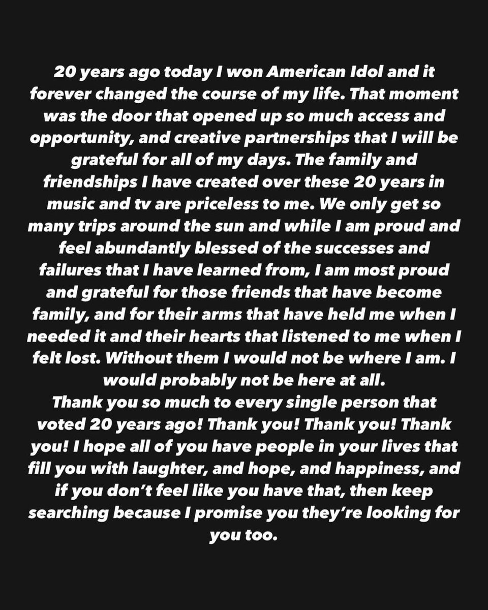 4Gelly's tweet photo. . @adamlambert 's comment on @kellyclarkson post 
about winning @AmericanIdol 20 years ago 
"❤️❤️❤️❤️a voice of a generation and a huge heart that beats w integrity and joy. Thank you icon!"
🥰
https://t.co/6x8ikoJv6f https://t.co/rDtP3xkFUd