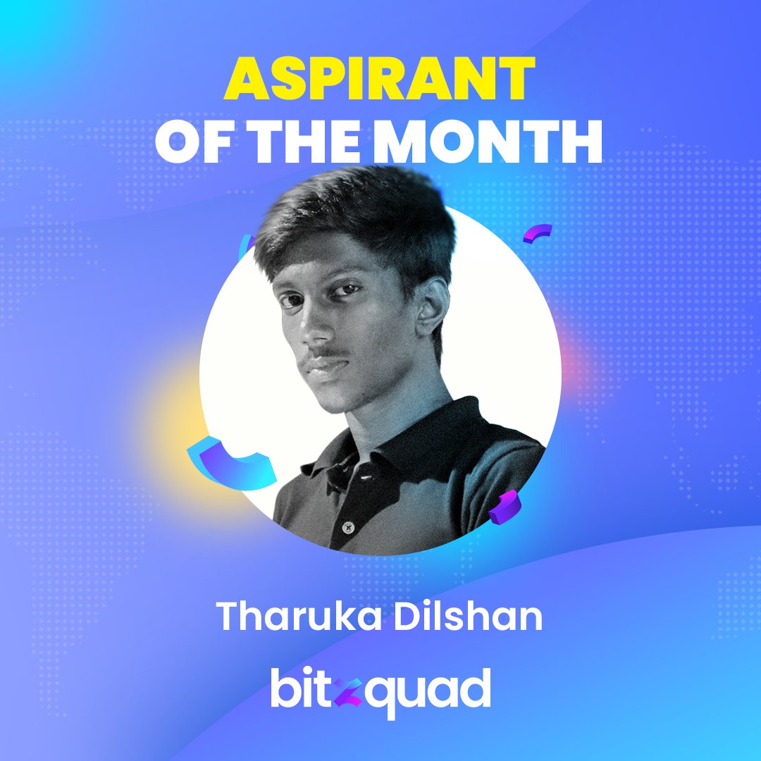 bitzquad's tweet photo. Dedication💪🏻
Let’s appreciate and congratulate Tharuka Dilshan, who stood by the definition of dedication throughout the month, for becoming the Aspirant of August!🎉
We are proud of you, and keep up the excellent work!🔥
#work #energy #bitzquad #lifeatbitzquad #dedication https://t.co/U2V7mPnumN