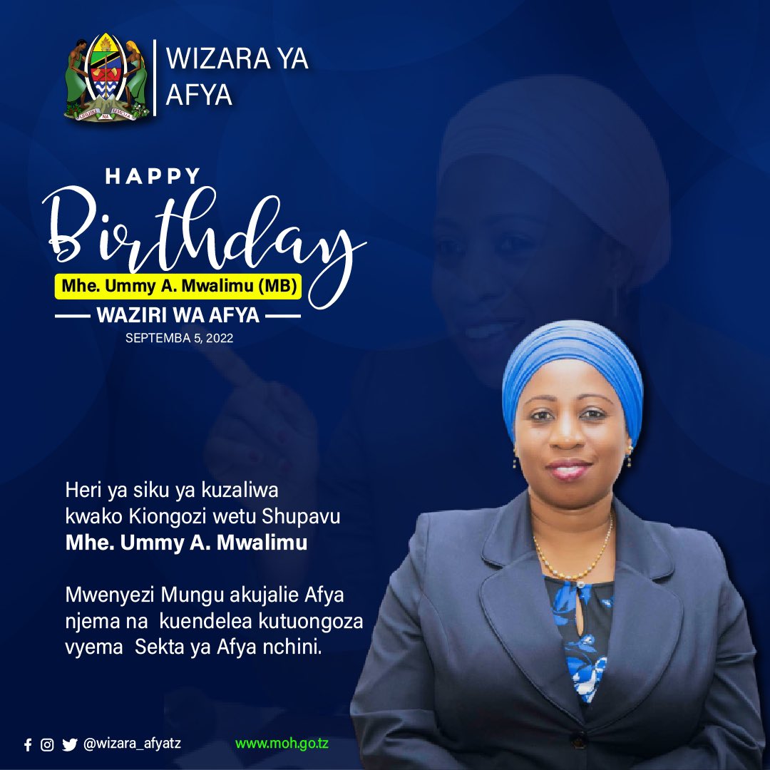 wizara_afyatz's tweet photo. Heri ya siku ya kuzaliwa kwako Kiongozi wetu Shupvu Mhe. @ummymwalimu. Mwenyezi Mungu akujalie Afya njema na kuendelea kutuongoza vyema Sekta ya Afya nchini🇹🇿 https://t.co/HGbXmEY9Xw