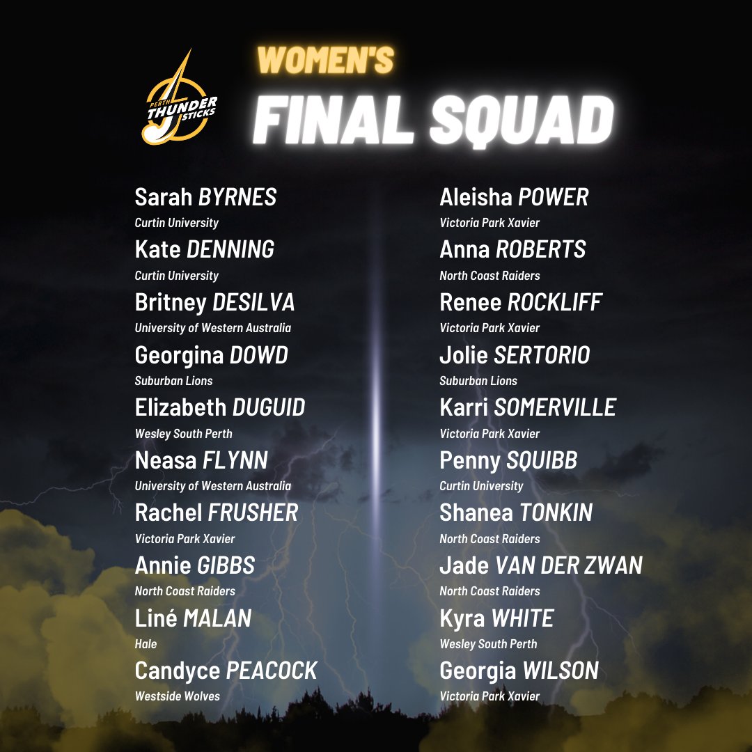 We are excited to reveal the Perth Thundersticks men's and women's final squads for season 2 of the Sultana Bran <a href="/H1League/">Hockey One</a>

 ⚡Full men’s announcement: ow.ly/LOeH50KA2sH

⚡ Full women’s announcement: ow.ly/9o9250KA2sG