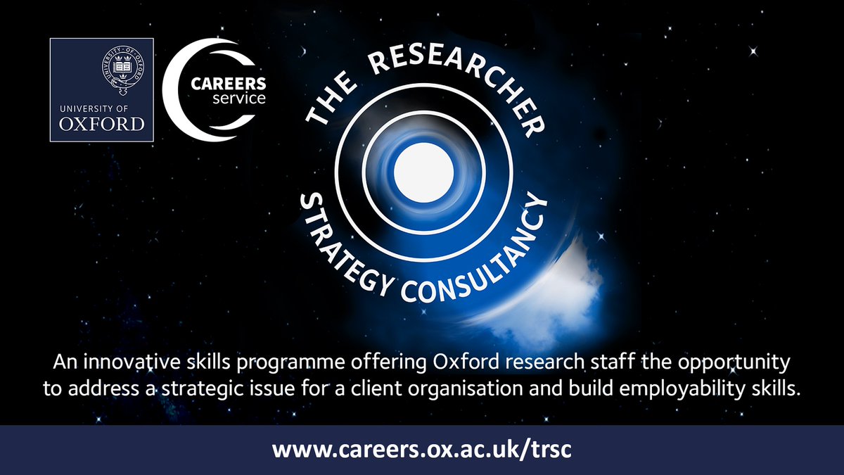 OxfordCareers's tweet photo. Calling late stage #DPhils &amp; #ResearchStaff @UniofOxford📢Want to:
🔵 Build your employability skills?
🔵 Gain client-facing experience?
🔵 Utilise some of your professional development entitlement?

Sign up for The Researcher Strategy Consultancy by 9 Sep https://t.co/UxMXakyh6T https://t.co/cTVl1snPpO
