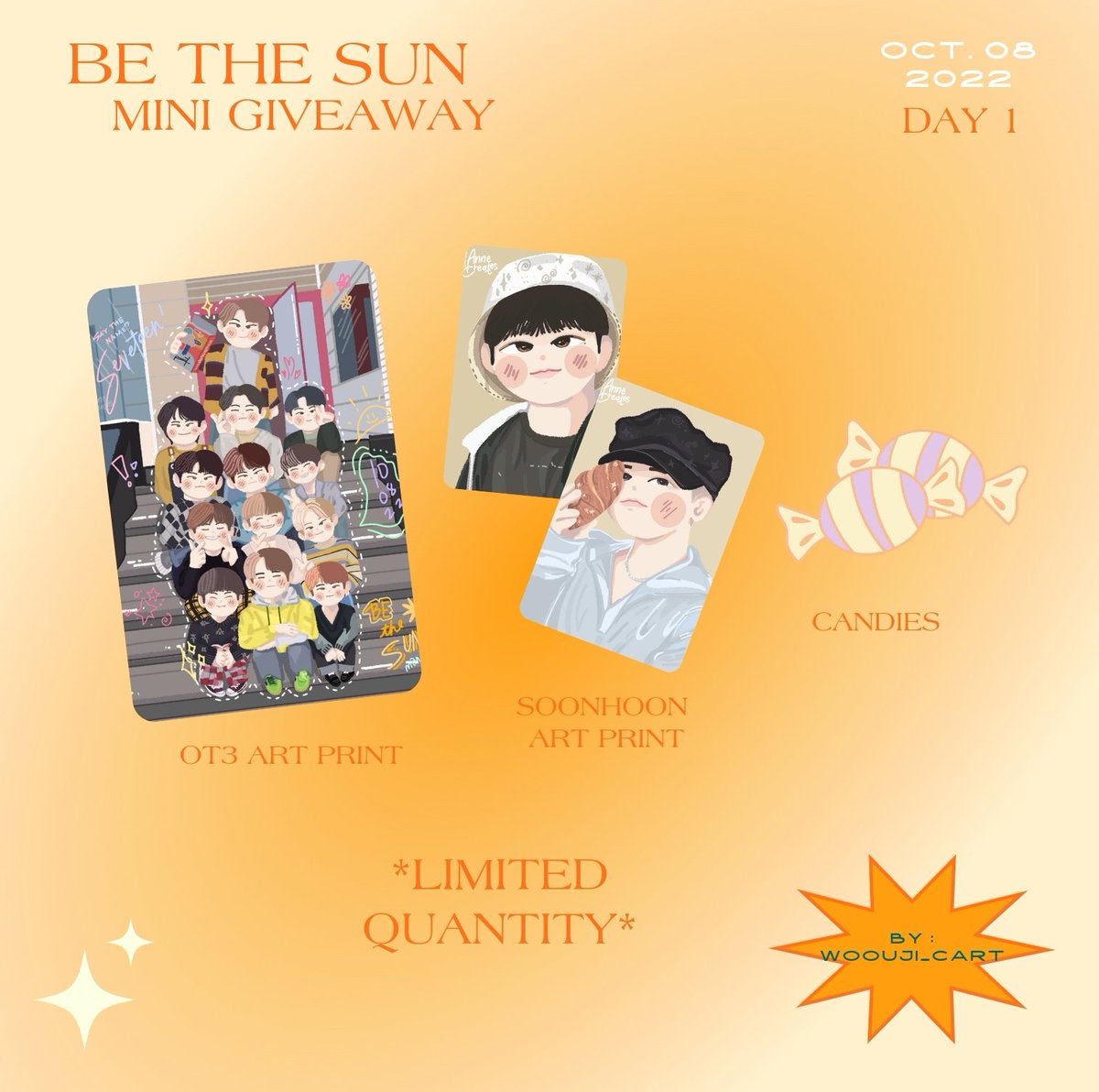 uryeri03_'s tweet photo. BE THE SUN IN MANILA | BeTS in MNL
Mini Giveaway by woouji_cart 🐯🍚

Hi I will be giving away svt and SOONHOON art print on October 8 , this will be limited only. See you!

#BETHESUN_MANILA
#BeTSinMNL
#SEVENTEEN   
@pledis_17 https://t.co/EvoeqA6pbA
