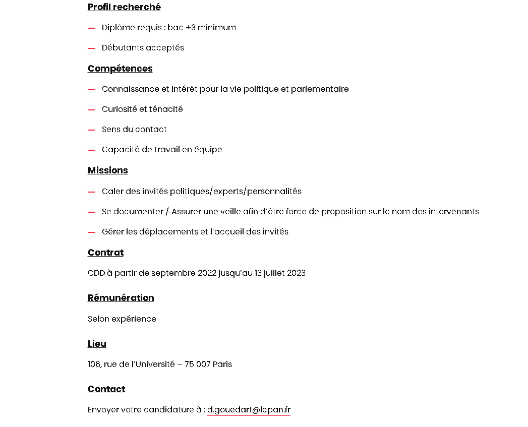 LCP's tweet photo. [EMPLOI] @LCP recrute un journaliste programmateur pour l’émission "Ça vous regarde".

Vous aimez la politique, vous êtes motivé(e) et tenace, rejoignez-nous. #Emploi #Job #CVR #DirectAN https://t.co/Amfn9klPaL