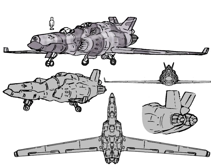 ジェット攻撃機
一番下ちと羽を大きく描きすぎたかも 