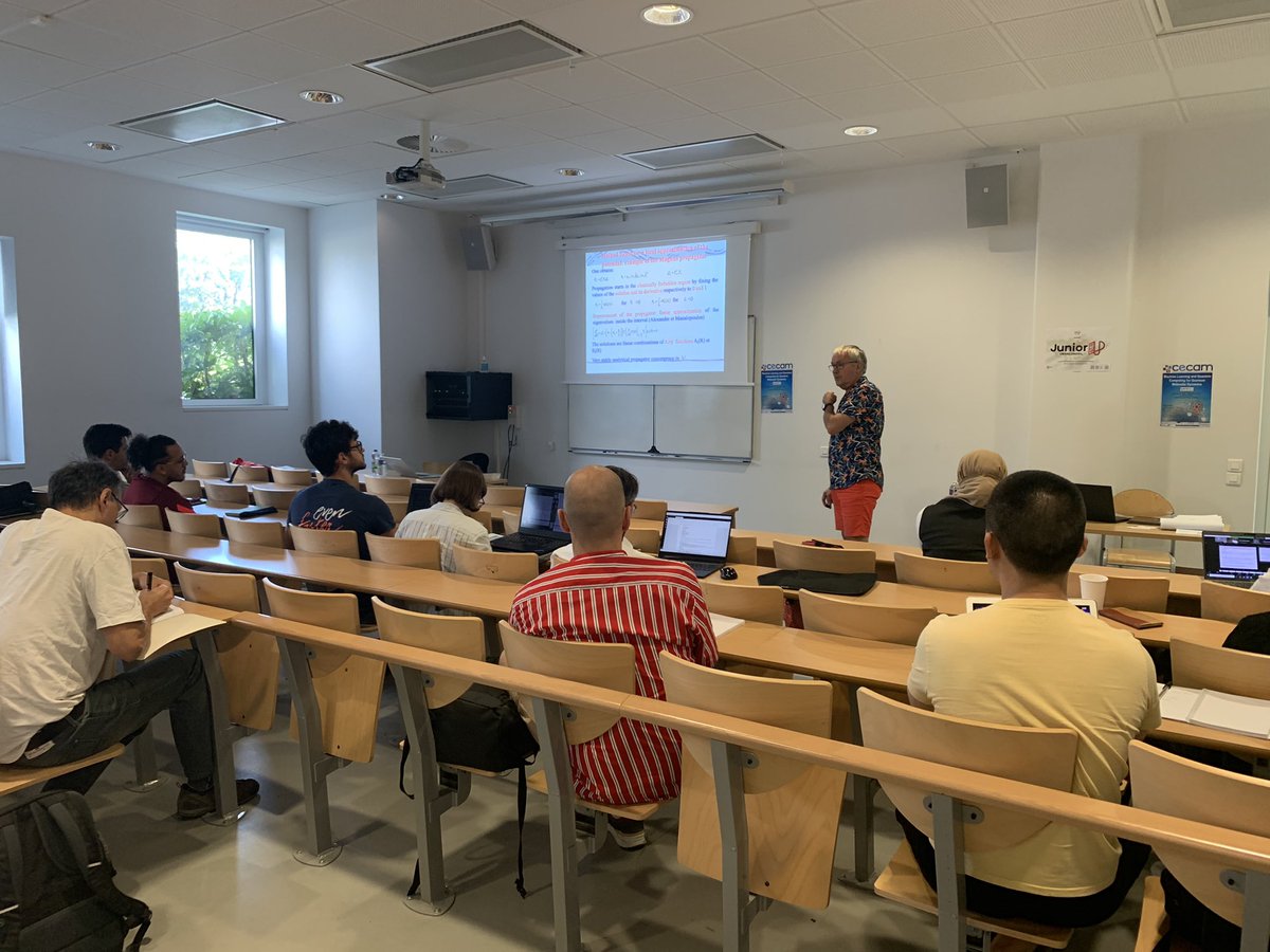 JWestermayr's tweet photo. First lecture given by Thierry Stoecklin @CecamFr #MLQCDyn workshop in Paris. #compchem @cecamEvents @PavloDral @MarioBarbatti @max_jr @artur_izmaylov https://t.co/antObMso1k