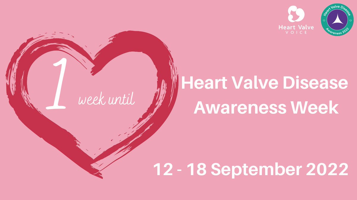 It's 1 week until Valve Week 2022!!

We'll be holding events up and down the country raising awareness of this common, serious, but treatable condition. If you would like to do something locally, email info@heartvalvevoice.com.

#ValveWeek22 #ListenToYourHeart