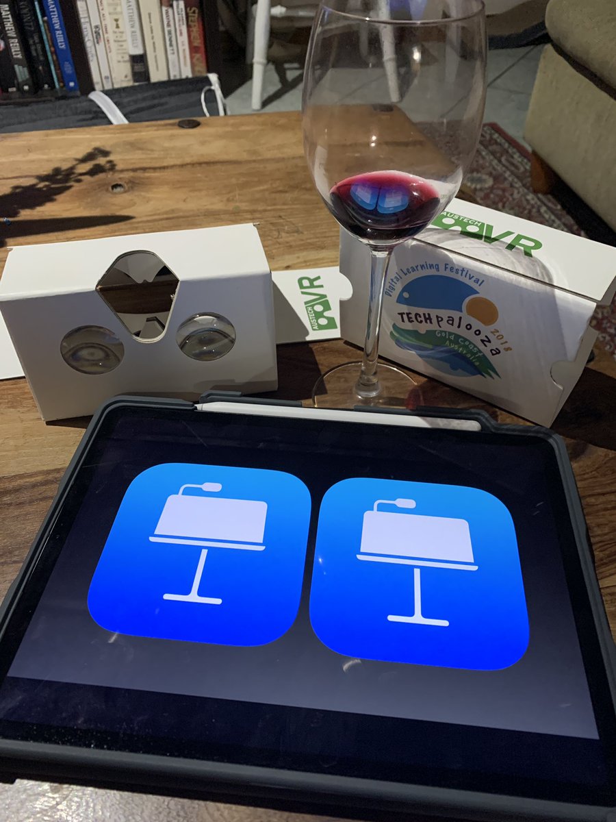 Over a glass a red I just discovered a breakthrough with <a href="/GoogleForEdu/">Google for Education</a> Cardboard (or techpalooza) &amp; #keynote. About to create a whole new generation of #vr movie creators. Stay tuned. Super excited about this. Who said <a href="/AppleEDU/">Apple Education</a> and <a href="/Google/">Google</a> can’t play nicely. 😂 <a href="/Usingtechbetter/">Using Technology Better</a>
