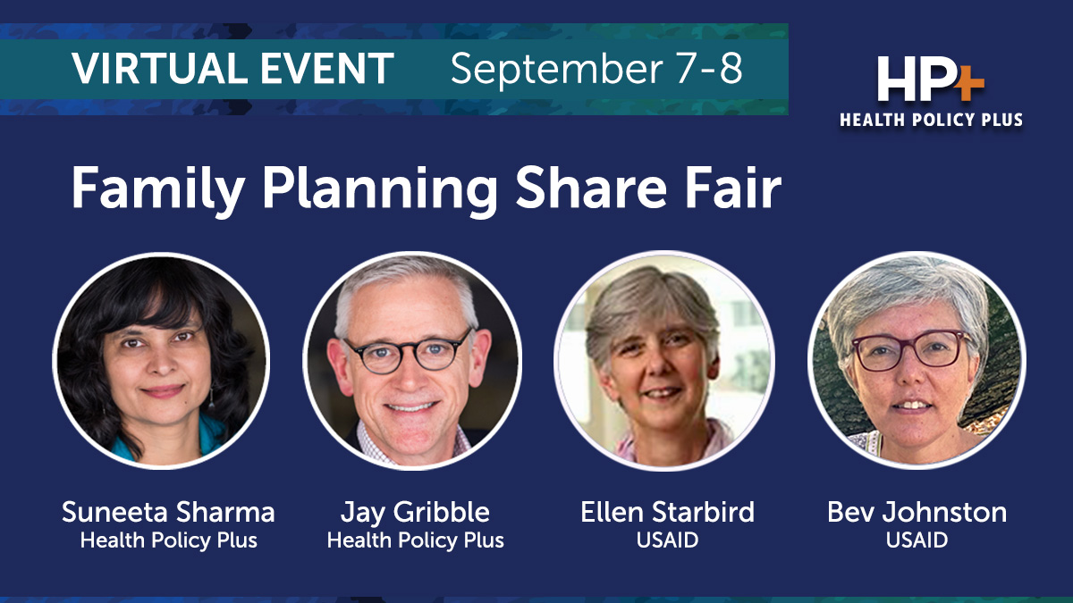 PROPELHealthOrg's tweet photo. HP+ concludes this month! Join @USAIDGH’s Ellen Starbird, Bev Johnston, & others to reflect on 7 years of #HealthPolicyImpact & share #FamilyPlanning tools & approaches. Register: https://t.co/2tzApeHe49 @USAIDAfrica @USAIDAsia @USAIDLAC @USAIDWestAfrica @USAIDGuate @USAIDMalawi https://t.co/oIxI4porx1