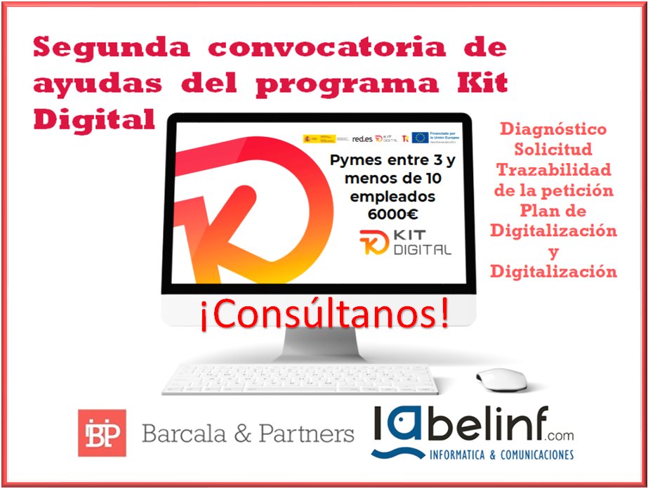 #KitDigital Te informaos y ayudamos a conseguir tu  #bonodigital íntegramente. Consúltanos sin compromiso @Barcalapartners #representavoluntario y @labelinf y #empresadigitalizadora info@barcalapartners.com o envía WhatsApp al 636263696 #NextGenerationUE