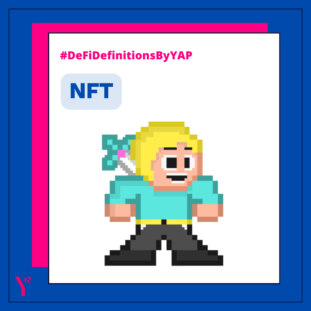 YAPGlobalTeam's tweet photo. GM! Today we're bringing you #DeFiDefinitionsByYAP ๐
What are NFTs? ๐พ
This week's definition is written by @CelinaChux for the 34th edition of our weekly newsletter, The Context ๐
Read the full newsletter here: https://t.co/XJr3hP2I6L https://t.co/CVrOZJqSpG