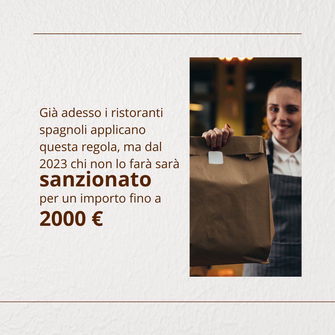EcoBioShopping's tweet photo. 🌱 Sostenibilità non vuol dire solo diminuire la plastica. 
Anche lo #sprecoalimentare è da combattere: ogni anno circa 1,3 miliardi di tonnellate di cibo commestibile vengono buttati tra Europa e Stati Uniti 😱
Dalla Spagna arriva la svolta: dal 2023 #doggybag obbligatoria! https://t.co/P7UKSzYVYD