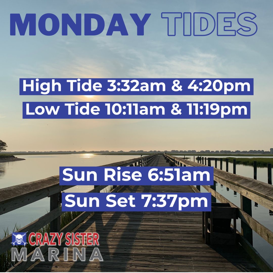 crazysisterSC's tweet photo. Here are your tides for 9/5/22!
#CrazySisterMarina #MurrellsInlet #DiscoverSC #TideChart https://t.co/SRZWxT8eBl