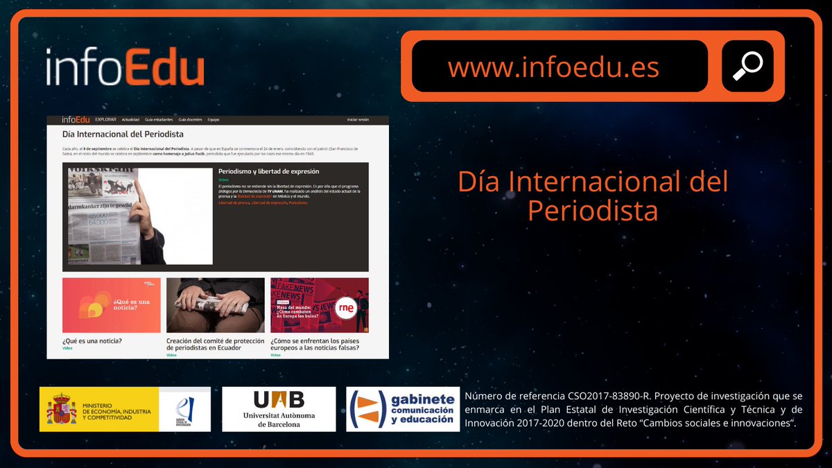 INFOEDUes's tweet photo. 💻¡Nueva portada disponible!
🗣️Esta semana #InfoEdu dedica su portada al Día Internacional del Periodista, una fecha que conmemora la muerte de Julius Fucik, periodista asesinado en 1943.
🔗Entra en https://t.co/Lirh3Qanf6 y explora https://t.co/wMX4PJDeh7