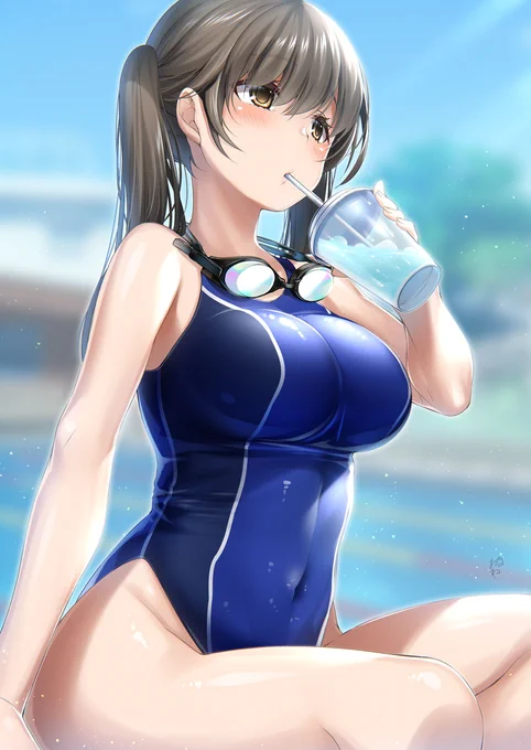 競泳水着ツインテちゃん 