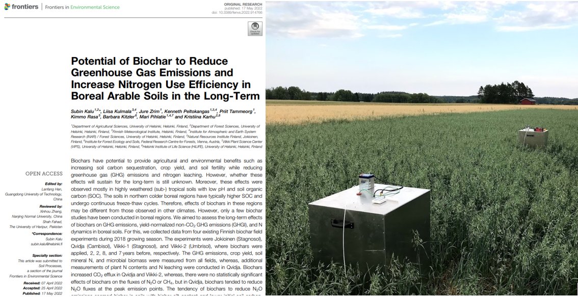 SubinKalu's tweet photo. Fourth paper: #biochar increased crop yield even after seven years of application in sandy soil. #Biochars can decrease #N2O emissions mostly during the peak emission period. https://t.co/J2iOfq6IpO https://t.co/GbQGZS0vto