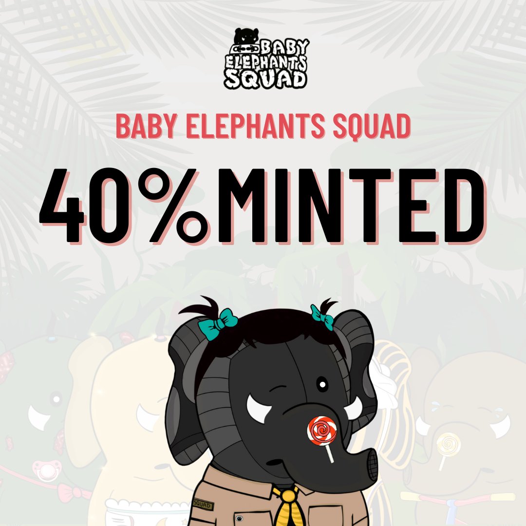 EpicElephants's tweet photo. More than 850 Babies are been Adopted! ๐๐ถ
Mint or Claim Your #BES NFT โฌ๐
https://t.co/MJ1EG4o7bH โ
20% Donated to save endangered Elephants ๐๐
#rt4xp #NFTs #NFTCommunity #epicsquad #elephantsconservation https://t.co/mFwcSfQQbA