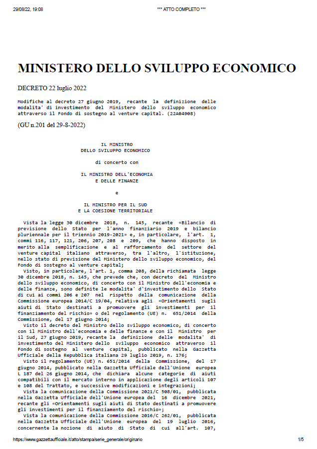 GIM_Legal's tweet photo. @MISE_GOV è intervenuta modificando disciplina Fondo #VentureCapital che opererà investendo Fondi di Venture Capital / Venture Debt, oppure in organismi di investimento collettivo  #risparmio istituiti e gestiti da #SGR o da altre società autorizzate da Banca d'Italia #Finanza https://t.co/OCmrDAiJlk
