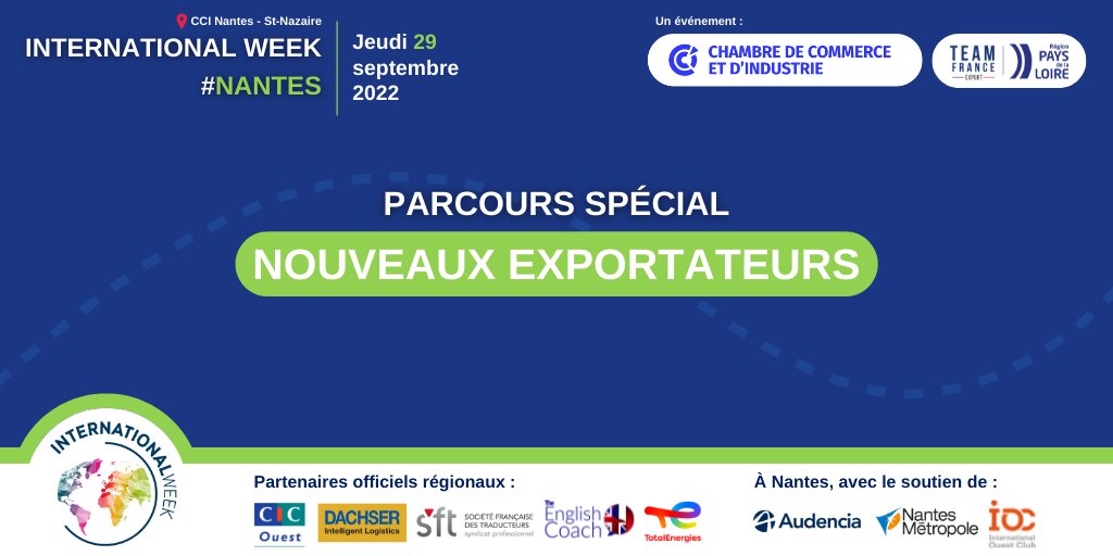ARobergeau's tweet photo. #InternationalWeek #Nantes
Vous amorcez votre démarche #export ?
Boostez votre action en participant au Parcours «Nouveaux Exportateurs» concocté par @CCINantes !
▶️https://t.co/F6FF1I3jn9
@tfepdl @ClubIOC @RenaudJOSSE1 @chiara1danieli @Voisard_Bruno @sdrobinski https://t.co/bMBLm76qVh