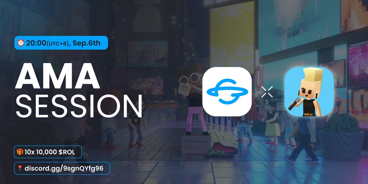 Gametaverse (@gametaversedao) on Twitter photo 🛸Gametaverse #AMA with Blockstars🧑🎤
🎤First music management simulation game on #blockchain🎤
⏰20:00 UTC+8, 6 Sep
🎁10 x 10,000 $ROL
📍discord.gg/9sgnQYfg96
📋Rules:
✅Follow <a href="/GametaverseDAO/">Gametaverse</a> & @blockstarsgame
✅Like❤️, RT♻️ & TAG 3 pals🧑🤝🧑
🔽Join AMA & Drop a question 🛸Gametaverse #AMA with Blockstars🧑🎤
🎤First music management simulation game on #blockchain🎤
⏰20:00 UTC+8, 6 Sep
🎁10 x 10,000 $ROL
📍discord.gg/9sgnQYfg96
📋Rules:
✅Follow <a href="/GametaverseDAO/">Gametaverse</a> & @blockstarsgame
✅Like❤️, RT♻️ & TAG 3 pals🧑🤝🧑
🔽Join AMA & Drop a question