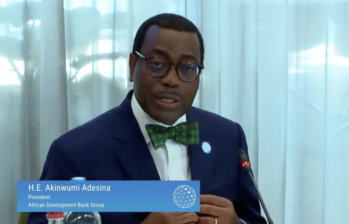 AfDB_Group's tweet photo. "Africa is facing three major challenges – the 3 C’s: Covid, Climate and Conflict.

The solution to the 3 C’s is the same: 
3 Fs – Finance, Finance, Finance."

- African Development Bank President @akin_adesina speaking at the Africa Adaptation Summit. #GCA2022 https://t.co/L25vRc4E8d