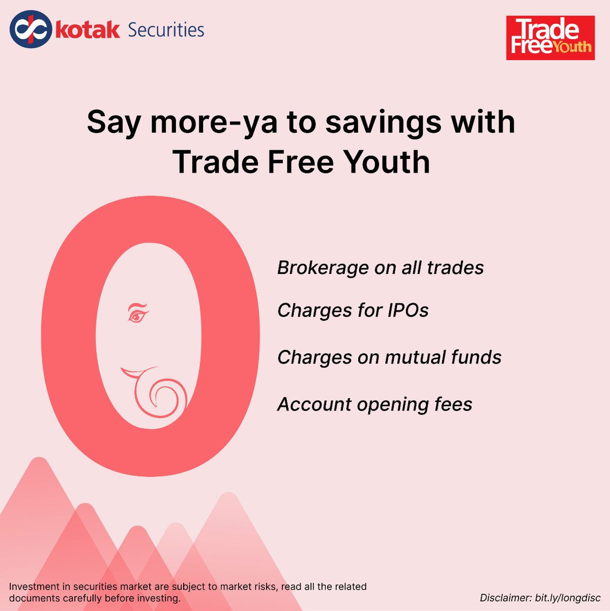 kotakneo's tweet photo. 1..2..3..4 Zero Brokerage Ki Jai Jai Kar! Check out our #TradeFreeYouth if under 30 & pay #NoBrokerage on any trade across segments.
Join the #GiveNoBucks movement this festive season here: https://t.co/hZvI3SEvzd
Disc: https://t.co/mM1sKSCLLA
#KotakSecurities #Ganpati2022 https://t.co/UThoswmUyS